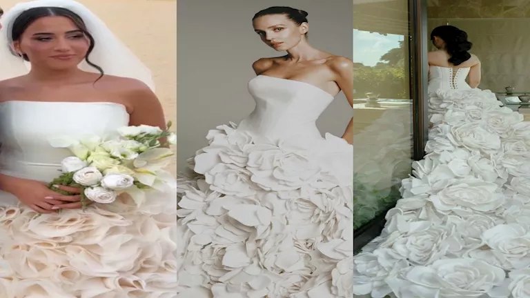 عروس مصطفى شوبير بفستان ملكي في حفل زفافهما.. كم يبلغ سعره؟
